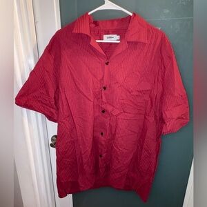 Men’s vatpave loose fit button down maroon red summer lightweight shirt!